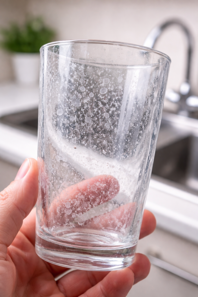 Cloudy glass with water spots